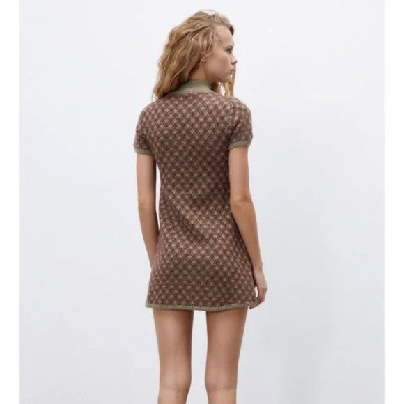 ZARA Gold Button Knit Dress S - Picture 4 of 8